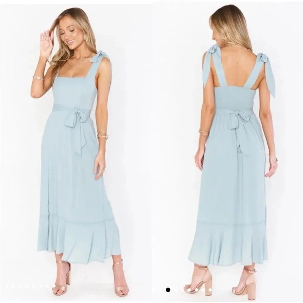 Show me your mumu claire midi dress in silver sage crisp NWT